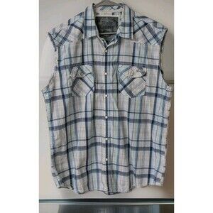 Slade Wilder Shirt Mens Sleeveless Plaid Snap Button Down Size XL
